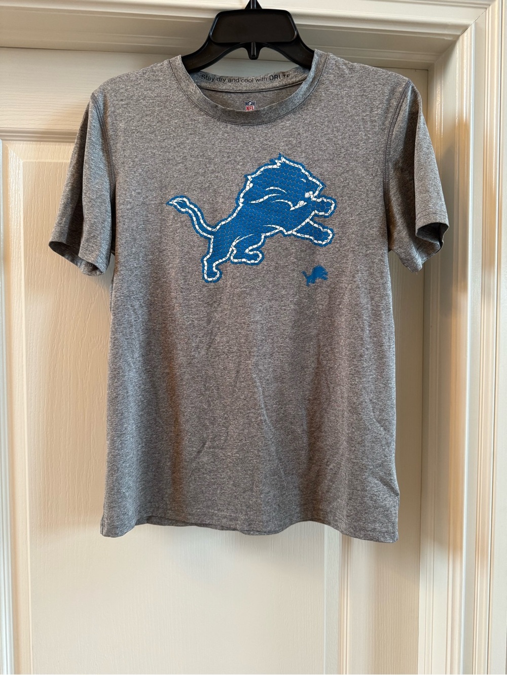 Detroit Lions T Shirt Gray Size YOUTH Large  14/16 NFL Dri Fit